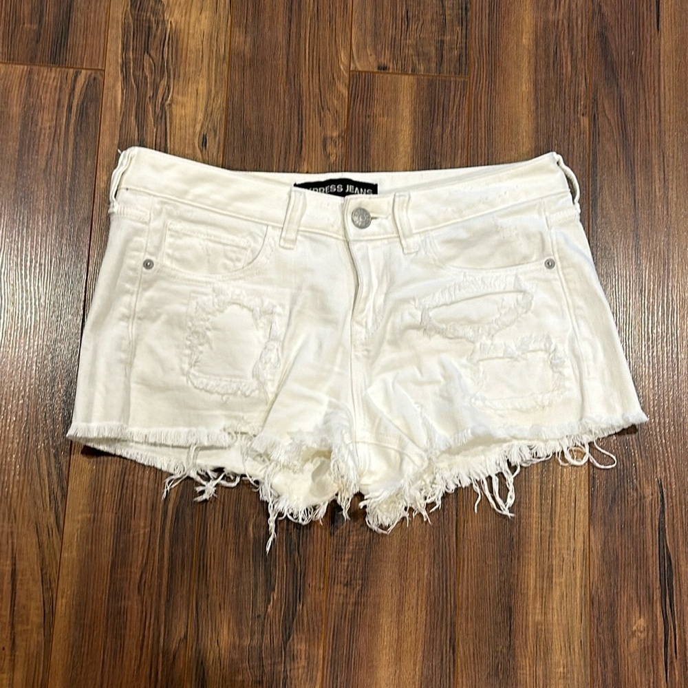 Express white jean shorts